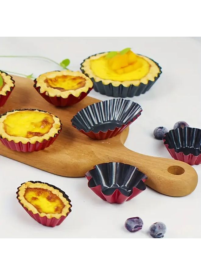 6 Pcs Small Oval Silvery Non Stick Mini Tart Pie Pans Baking Molds Kitchen Tools - Image 1
